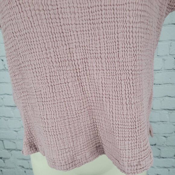 Decjuba Muted Pink 100% Cotton Muslin Short Cuffed Sleeve Top Size Small S - Picture 7 of 12